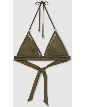 Reiss Khaki Hennel Shimmer Triangle Bikini Top - Metallic