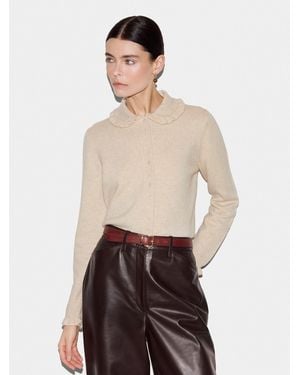 Jigsaw Wool Cashmere Frill Cardigan - Natural