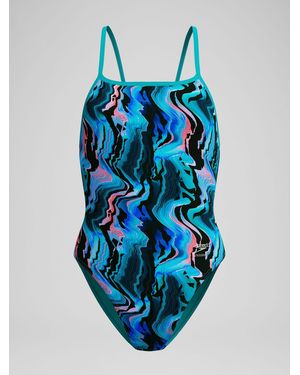 Speedo Printed Web Back Swimsuit - Blue