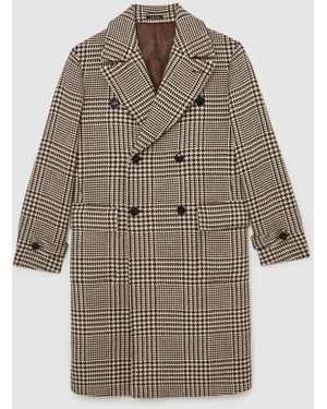Reiss Grigio Atelier Wool Check Overcoat - Brown