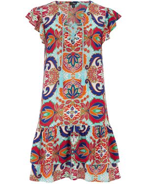 Pour Moi Gracie Crinkle Frill Swing Beach Dress - Red