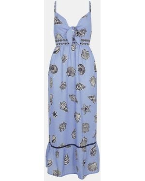 Accessorize Shell Print Midi Dress - Blue