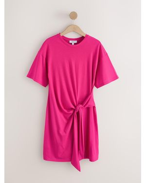Next Tie Waist Mini T-Shirt Dress - Pink