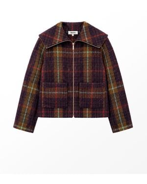 Ro & Zo Check Wide Collar Jacket - Red