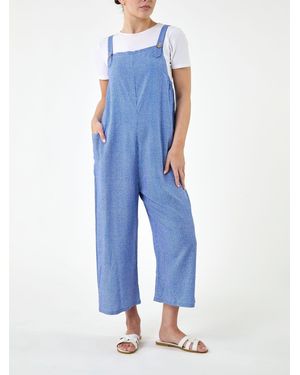 Roman Stripe Print Jumpsuit - Blue