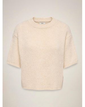 Jdy Short Sleeve Knitted Sweater - Natural
