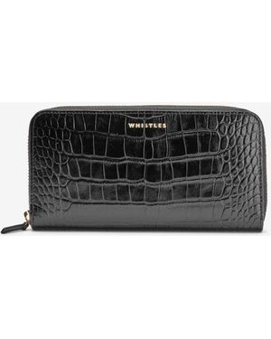 Whistles Long Shiny Croc Effect Purse - Black