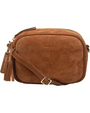 Pure Luxuries 'Fable' Suede Cross-Body Bag - Brown