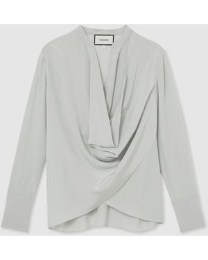 Reiss Matte Silk Draped Shirt - White