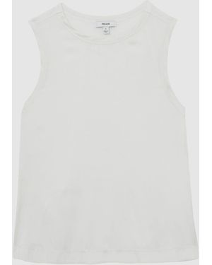 Reiss Silk-Front Jersey Vest - White