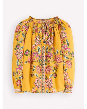 Boden Serena Linen Cotton Blend Top - Yellow