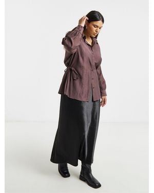 Simply Be Cinch Oversized Shirt - Brown