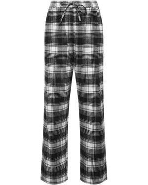 Long Tall Sally Check Cotton Wide Leg Pyjama Bottoms - Grey
