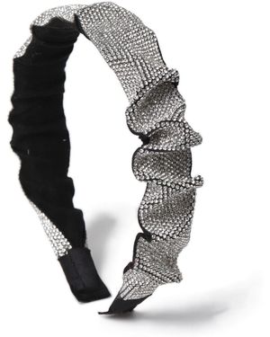 Aela Ruched Sparkle Headband - White