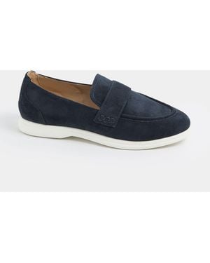 Yours Curve Extra-Wide Fit Faux Suede Loafers - Blue