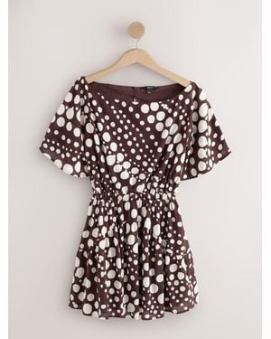 Next Kimono Sleeve Waisted Mini Dress - Multicolor