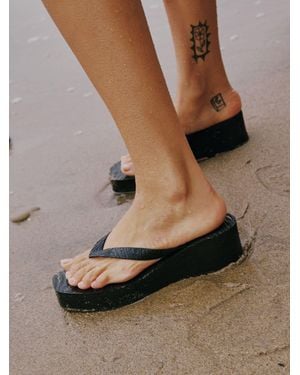 Sleeper High Platform Wedge Flip Flops - Brown