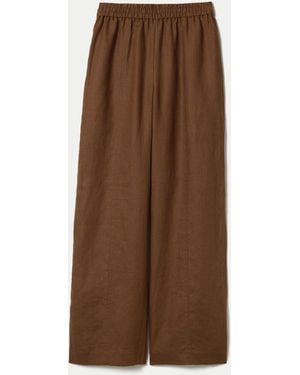 Jigsaw Linen Wide Leg Pants - Brown