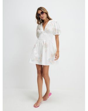 River Island Cotton Cornelli Floral Mini Dress - White