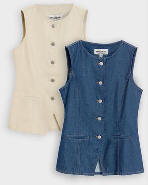 Threadbare Denim Tie Back Waistcoats 2 Pack - Blue