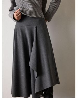 Whistles Draped Asymmetric Midi Skirt - Black