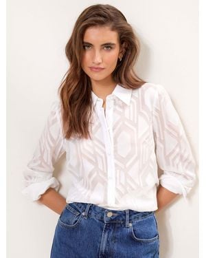 Lipsy Geo Burnout Long Sleeve Shirt - White