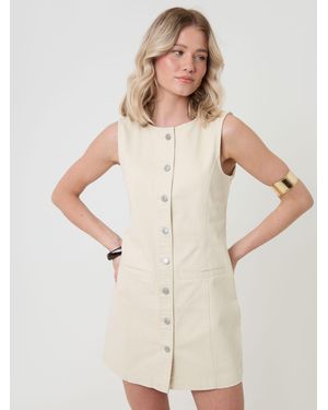 Threadbare Denim Pinafore Mini Dress - Natural