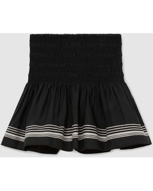 Reiss Cotton Stripe-Detail Mini Skirt - Black