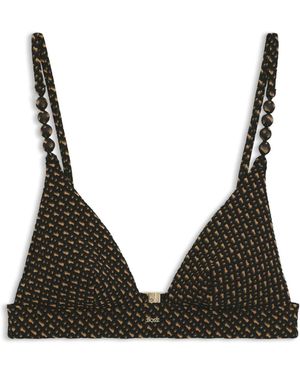 BOSS All Over Print Triangle Bikini Top - Black