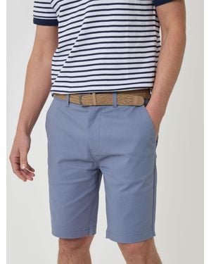 Threadbare Belted Chino Shorts - Blue
