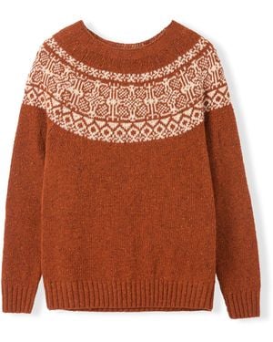 Celtic & Co. Dongel Fair Isle Yoke Sweater - Brown