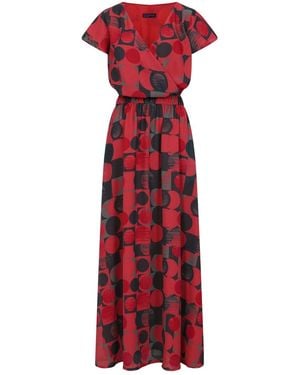 Hot Squash Chiffon Wrap Top Maxi Dress - Red