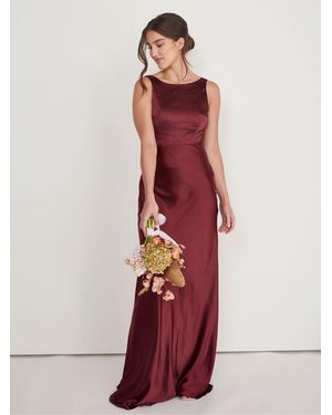 Six Stories Cowl Back Satin Bridesmaid Dress - Red