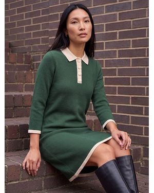 Roman Strickkleid Mit Knopfdetails - Grün