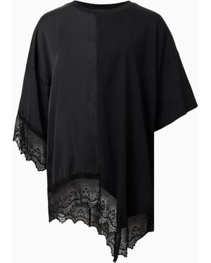 AllSaints Cotton Lace-Trim Lenny T-Shirt - Black