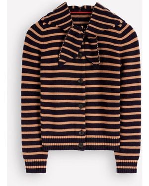 Boden Lydia Tie Neck Knit Cardigan - Brown