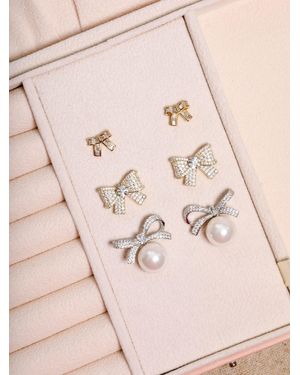 Jon Richard Plated And Crystal Mini Bow Earrings - Natural