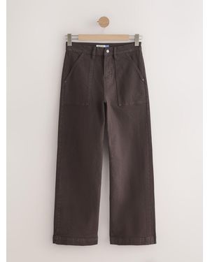 Next Chocolate Utility Wide Leg Jeans - Brown