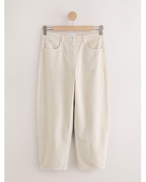 Next Ecru Corduroy Barrel Leg Pants - Natural