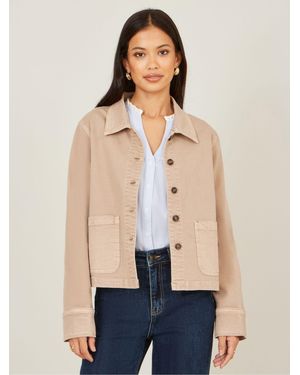 Yumi' Canvas Jacket With Patch Pockets - Natural