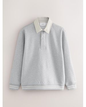 Next Marl Rugby Polo Sweatshirt - Gray