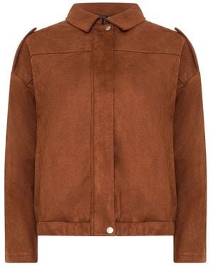 M Com Faux Suede Bomber Jacket - Brown