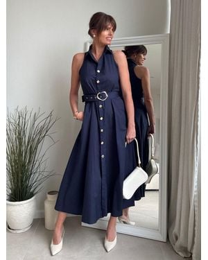 Style Cheat Cotton Racer Dress - Blue
