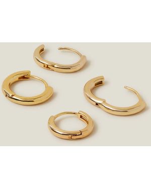 Accessorize Tone 14Ct Hoop Earrings 2 Pack - Metallic