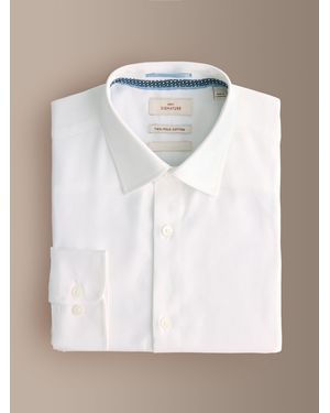 Next Regular Fit Signature Two-Fold Cotton Textured Smart Shirt - White