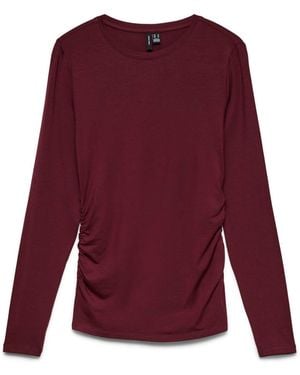 Vero Moda Long Sleeve Ruched Side Top - Purple