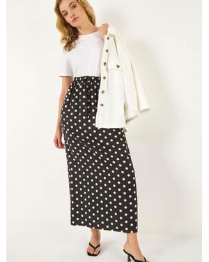 Roman Polka Dot Tie Maxi Skirt - White
