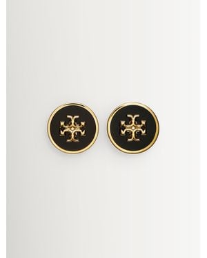 Tory Burch Icon Enamel Stud Earrings - Black