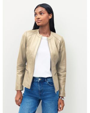 Urban Code Collarless Leather Jacket - White