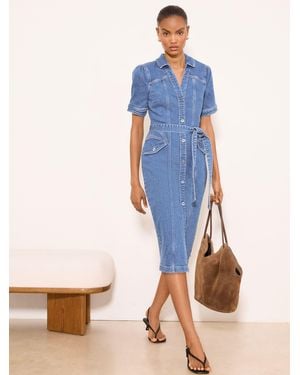Lipsy Short Sleeve Denim Midi Dress - Blue